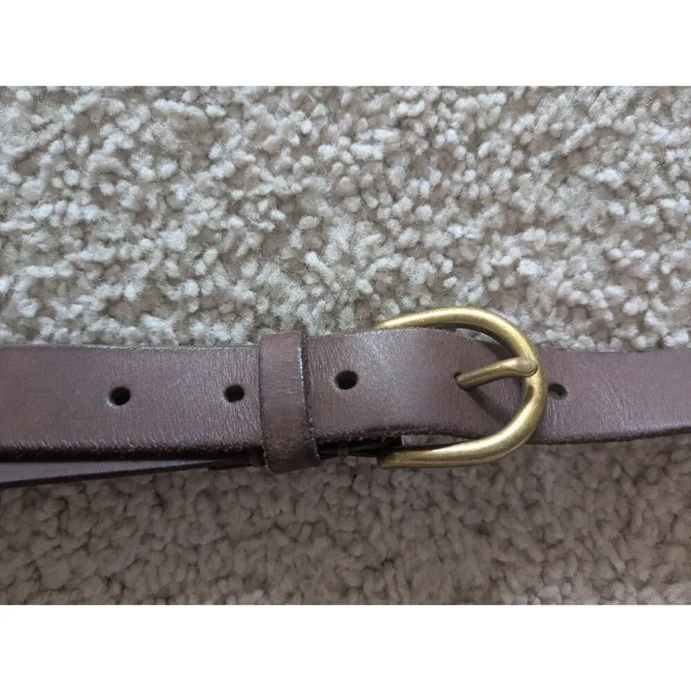 Frye Brown Genuine Leather Twist Side Detail Brass Studded Belt Sz XL
